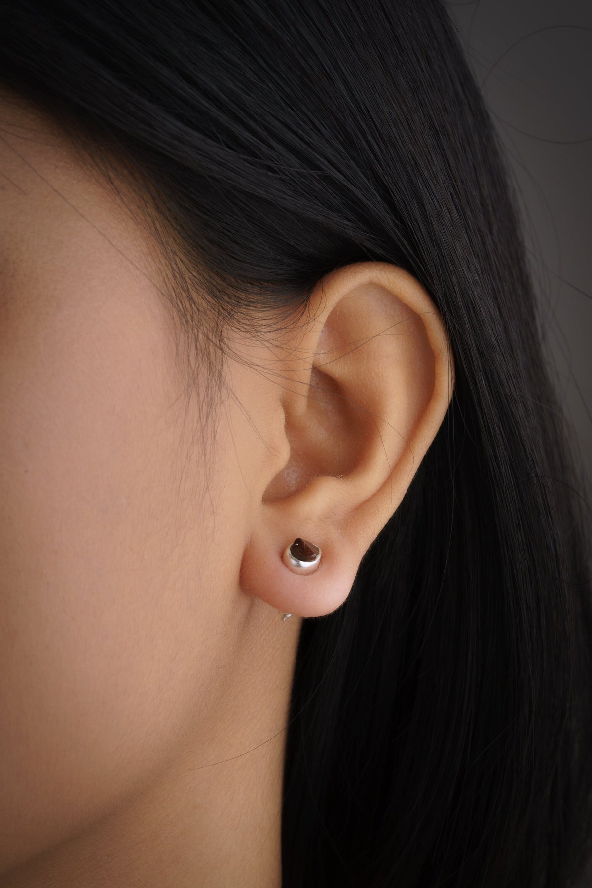 Pick a Raw Australian Terminated Red Garnet Pair- Sterling Silver - Textured Oxidised - Freeform Earring Studs