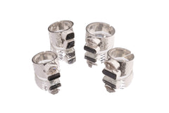 Chunky Raw Black Tourmaline & Herkimer Diamond - Men's Rings / Adjustable - Sterling Silver - Hammer Textured Finish - Made to Order