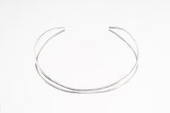 Simple Solid Sterling Silver Neck Cuff, Collar, Square Open Back Choker, Flat Necklace Cuff for Elegant Minimalist Style