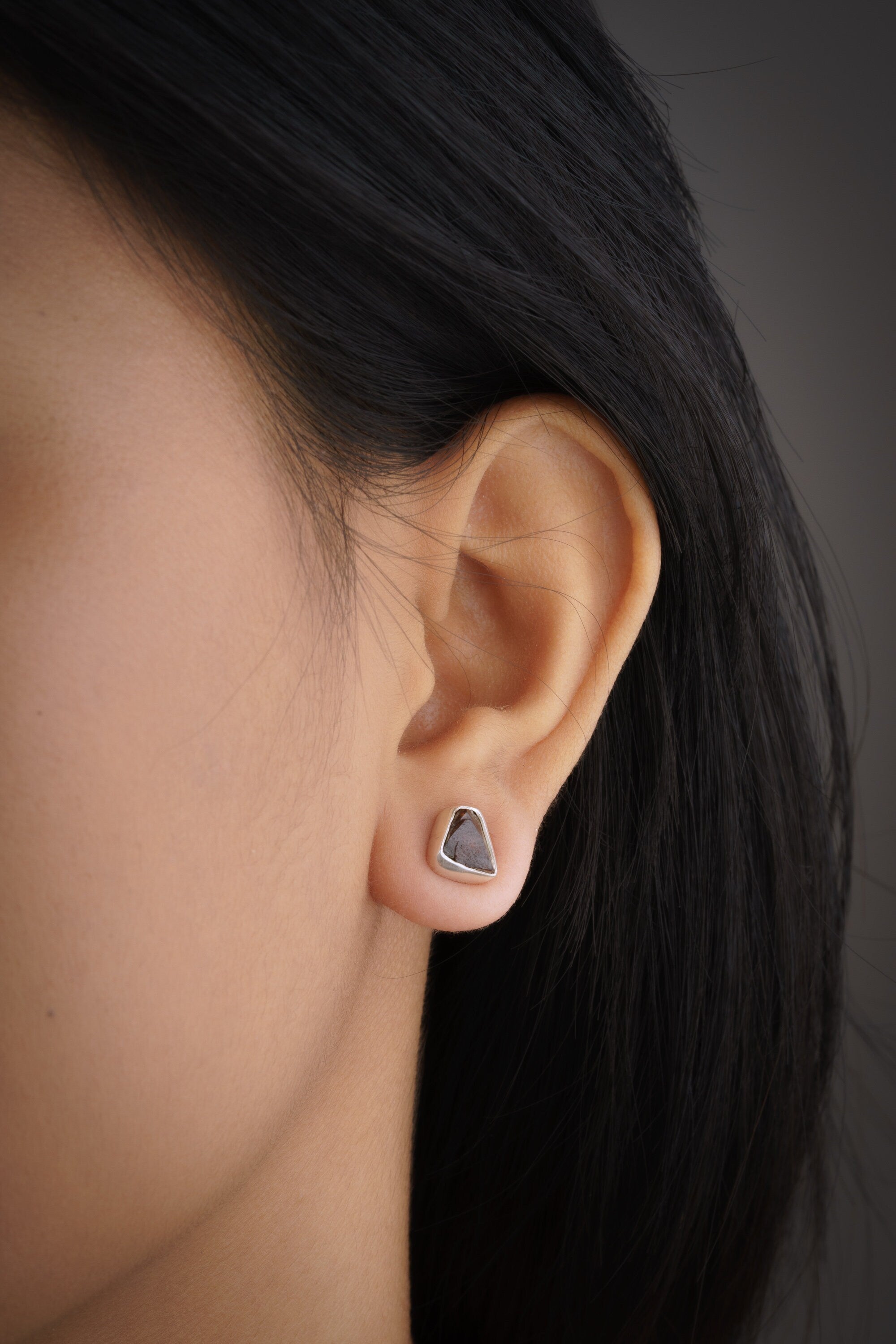 Pick a Raw Australian Terminated Red Garnet Pair- Sterling Silver - Textured Oxidised - Freeform Earring Studs