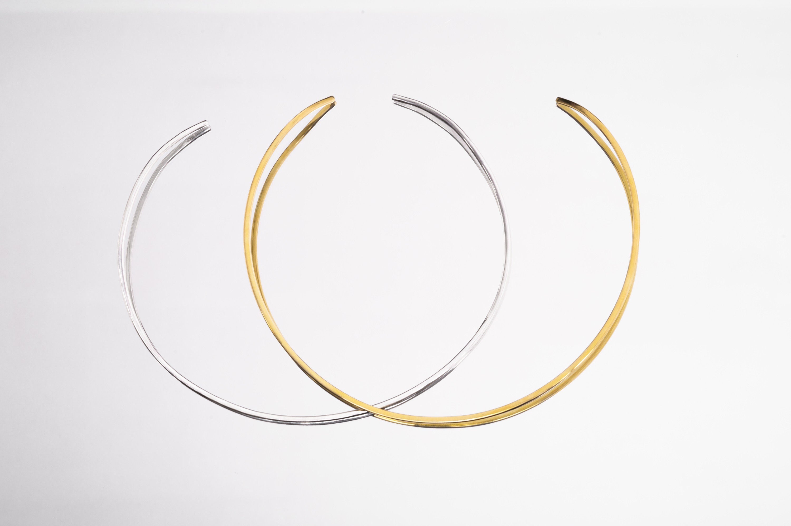 Gold Plated Silver Choker 18k Vermeil 3 Micron Open Neck Collar 925 Sterling Pendant Holder Minimal Jewelry Gift
