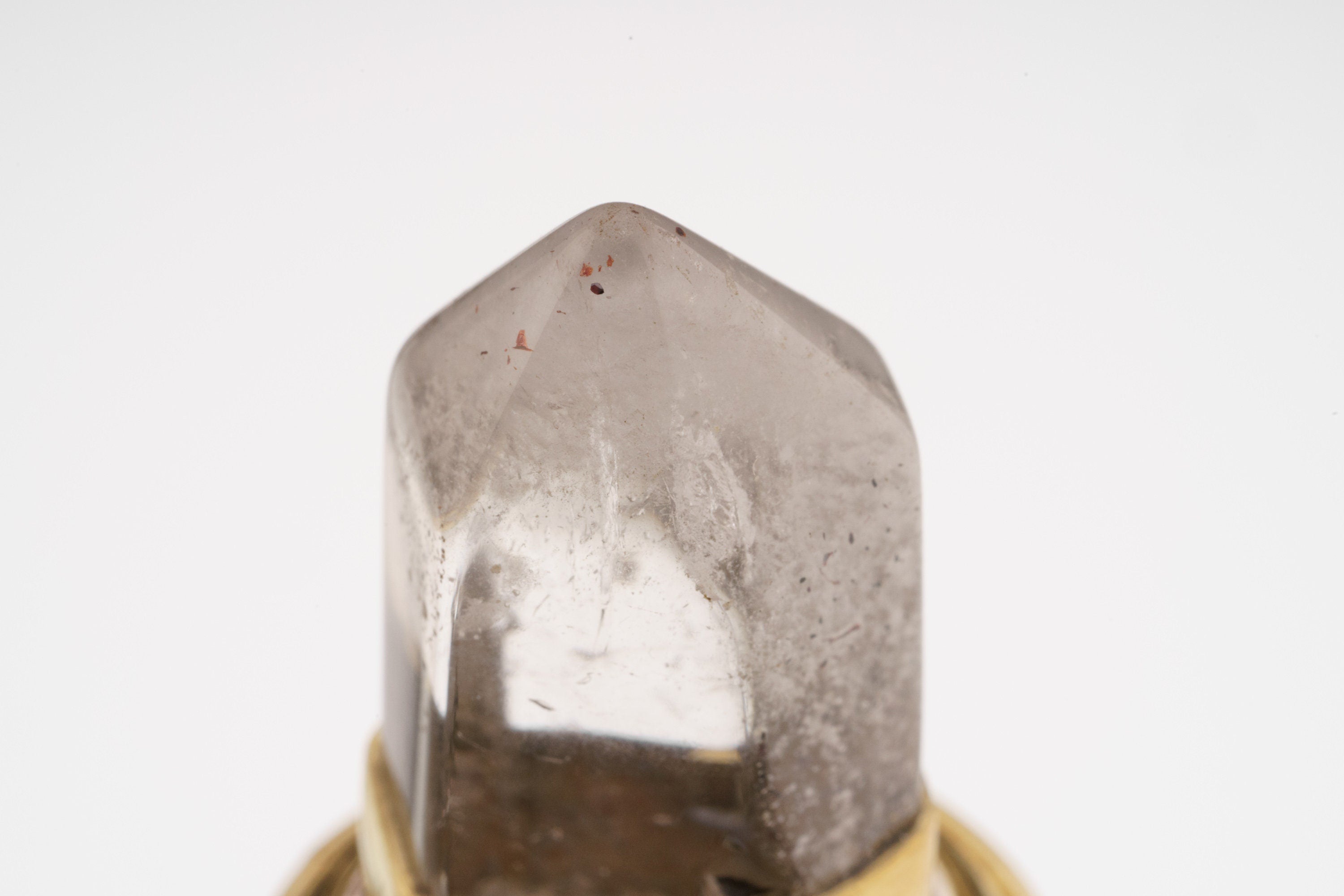 Gem Jar - Lightly Copper Rutilated Quartz Point - Brass cast Container - Crystal box case capsule