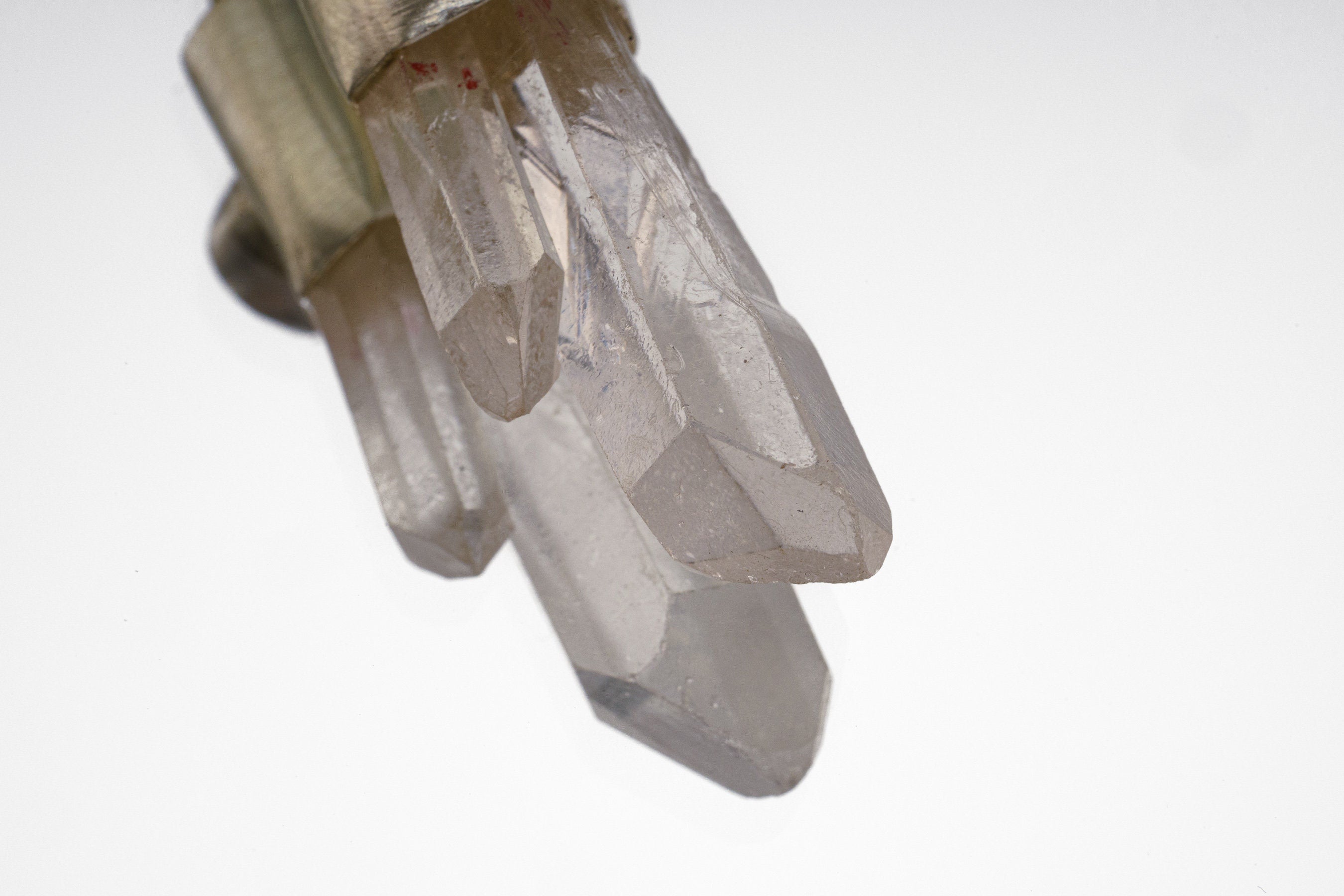 Himalayan Twin Quartz & Herkimer Diamond Pendant, Brass Buddha, Sterling Silver, Crown Chakra, Aries Scorpio Gemini, Spiritual Healing Gift