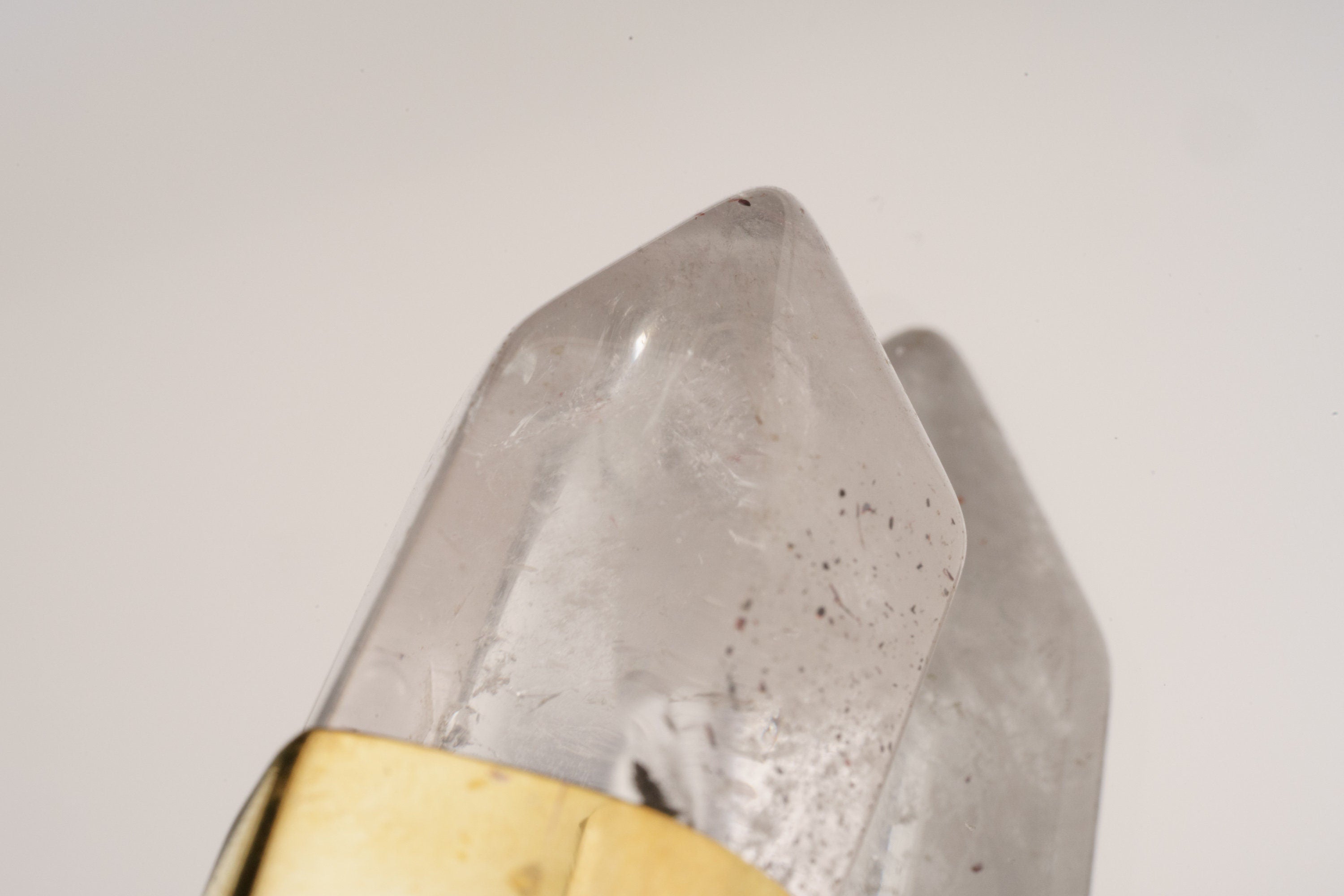 Gem Jar - Lightly Copper Rutilated Quartz Point - Brass cast Container - Crystal box case capsule