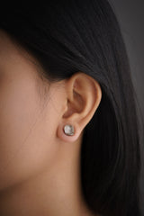 Smoky Quartz Stud - organic shaped Pair- Sterling Silver - Polished finish - Freeform Earring Studs