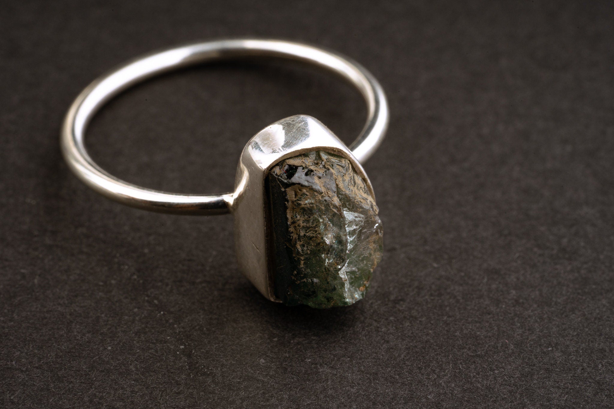 Raw Blue Tourmaline - 925 Sterling Silver - Size 6