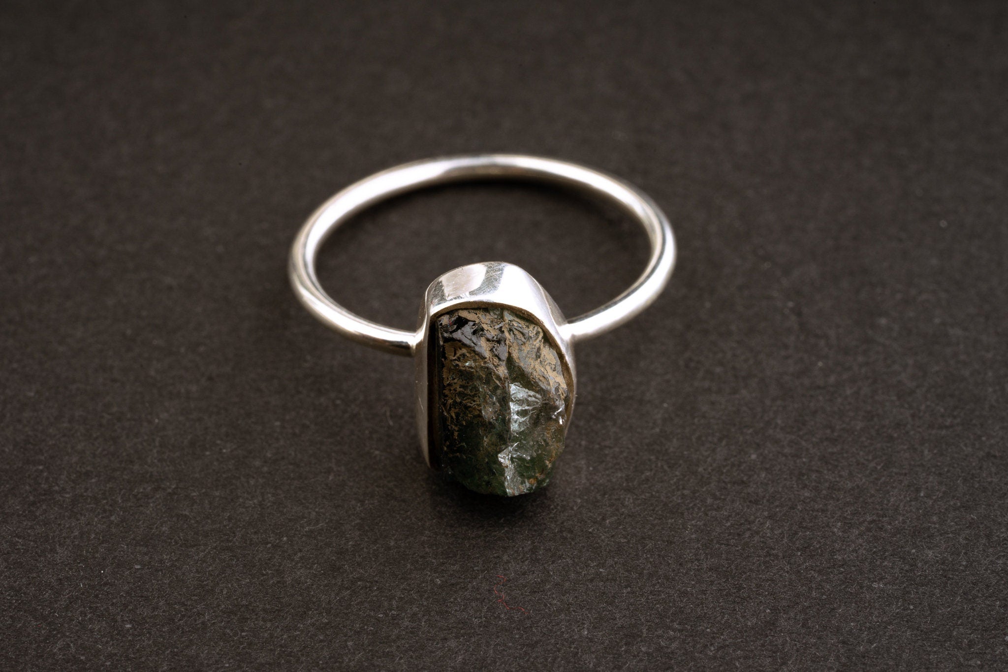 Raw Blue Tourmaline - 925 Sterling Silver - Size 6