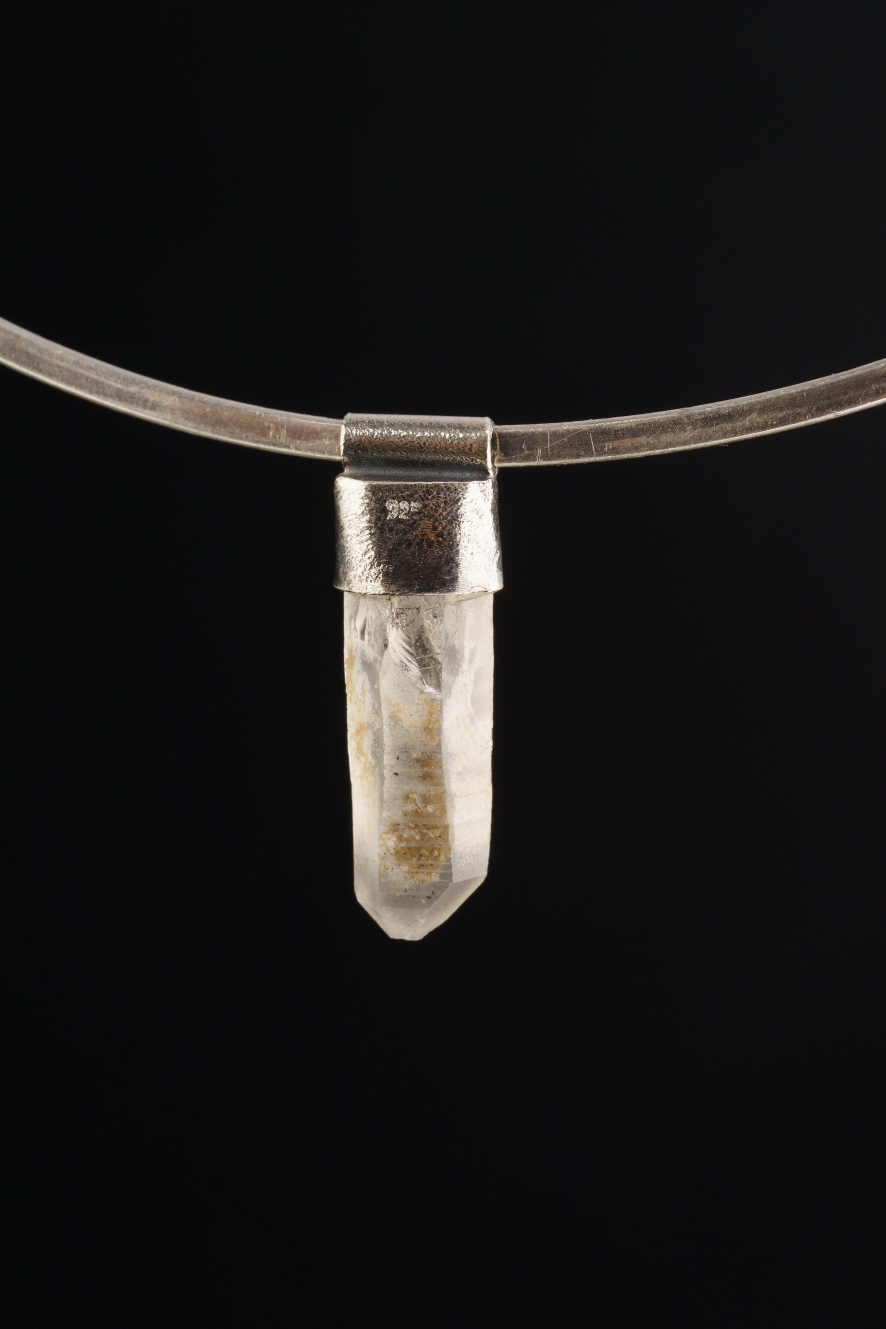 Himalayan Black Rutile Quartz Point Pendant: Oxidized Sterling Silver