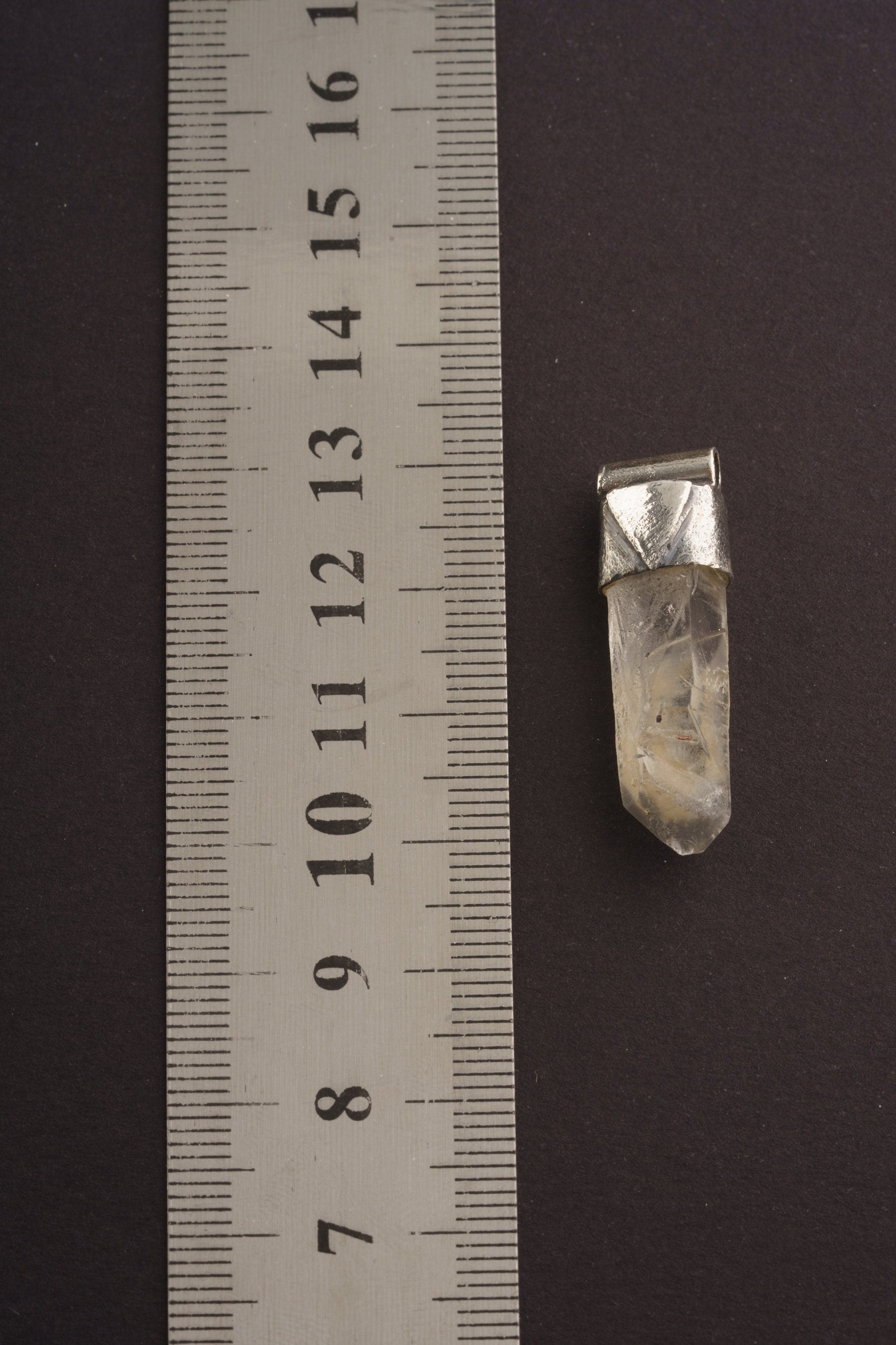 Himalayan Black Rutile Quartz Point Pendant: Oxidized Sterling Silver