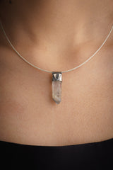 Himalayan Black Rutile Quartz Point Pendant: Oxidized Sterling Silver