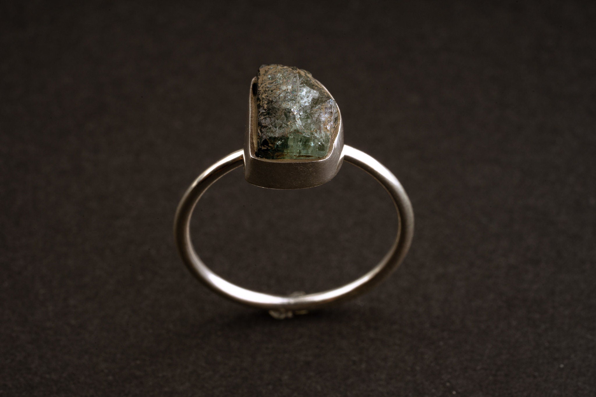 Raw Blue Tourmaline - 925 Sterling Silver - Size 6