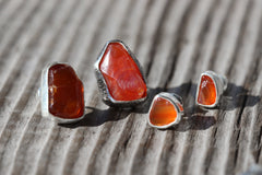 Organic shaped Carnelian Agate Pair- Sterling Silver - Polished Finish - Freeform Earring Studs