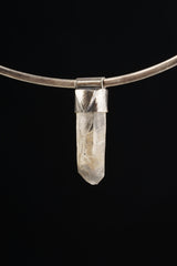 Himalayan Black Rutile Quartz Point Pendant: Oxidized Sterling Silver
