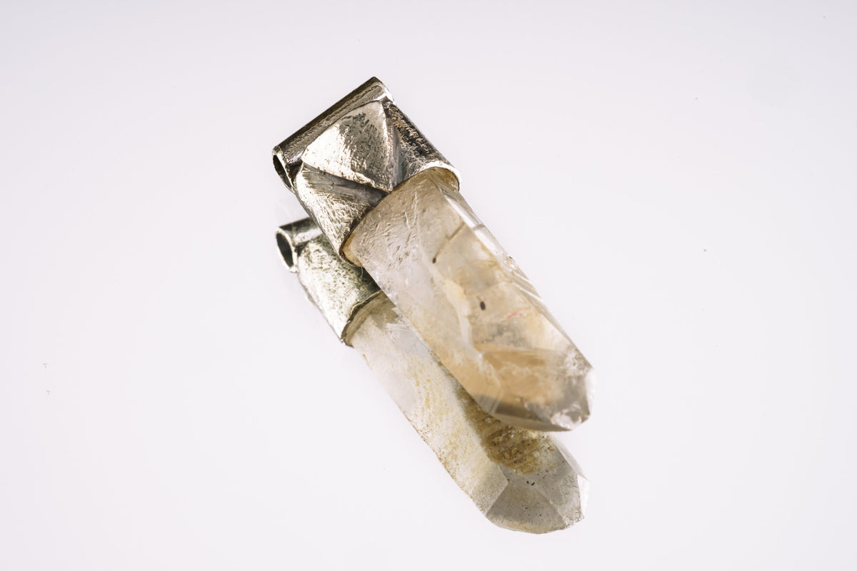 Himalayan Black Rutile Quartz Point Stack Pendant, Textured & Oxidized Sterling Silver, Root Chakra, Scorpio, Protection, Unique Gift