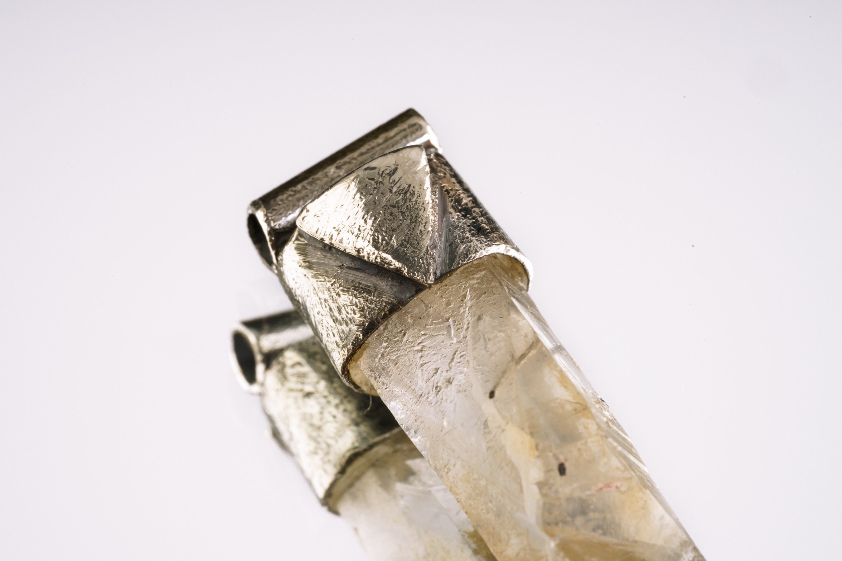 Himalayan Black Rutile Quartz Point Pendant: Oxidized Sterling Silver