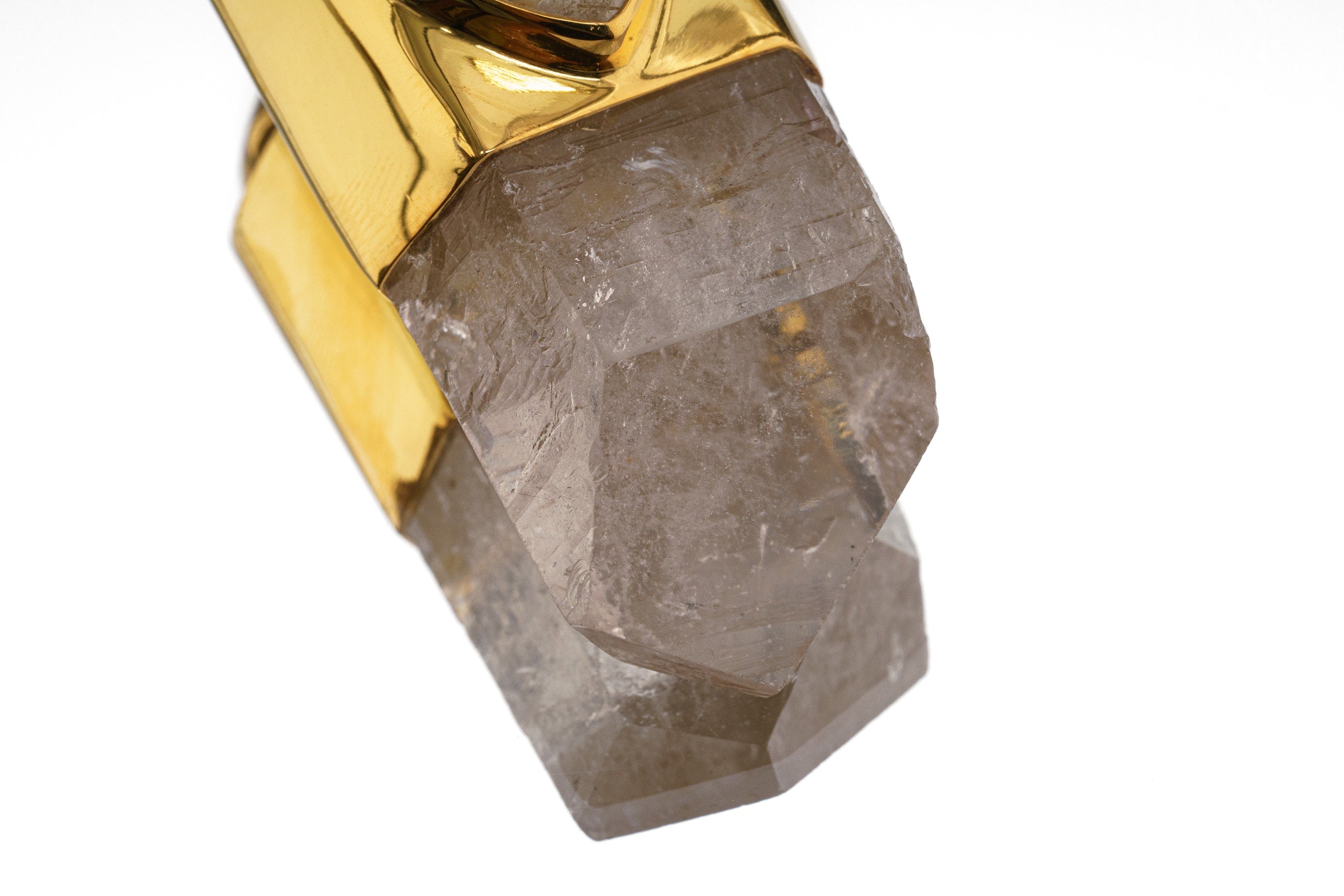 Himalayan Quartz Rutile Turtle Pendant: Gold Plated Sterling Silver