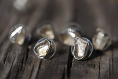 Smoky Quartz Stud - organic shaped Pair- Sterling Silver - Polished finish - Freeform Earring Studs