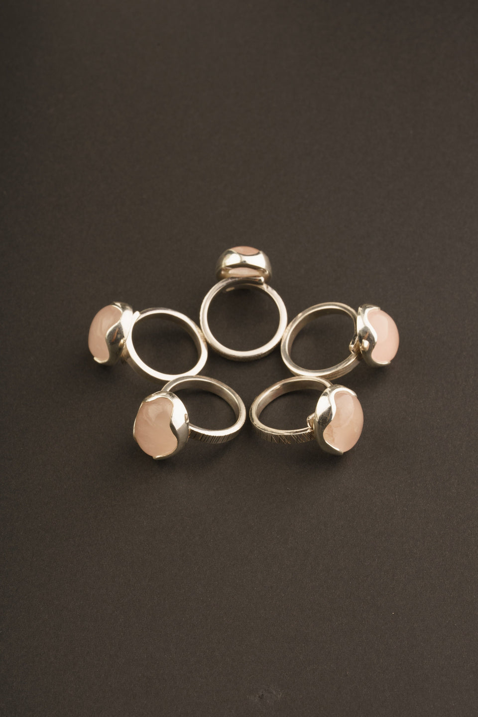 AAA Rose Quartz Ring: Adjustable Sterling Silver, Textured Band (Size 4-10)