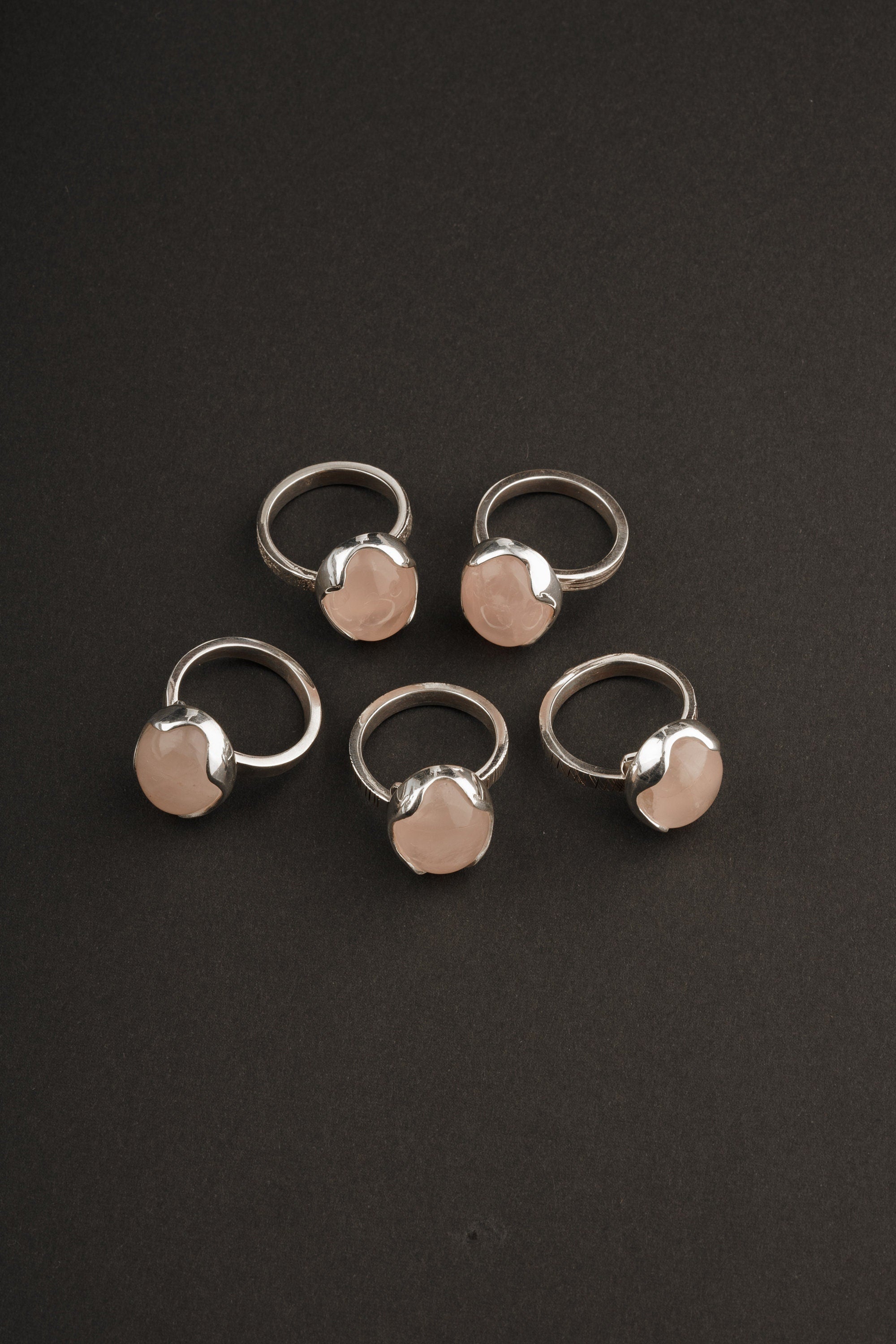 AAA Rose Quartz Ring: Adjustable Sterling Silver, Textured Band (Size 4-10)