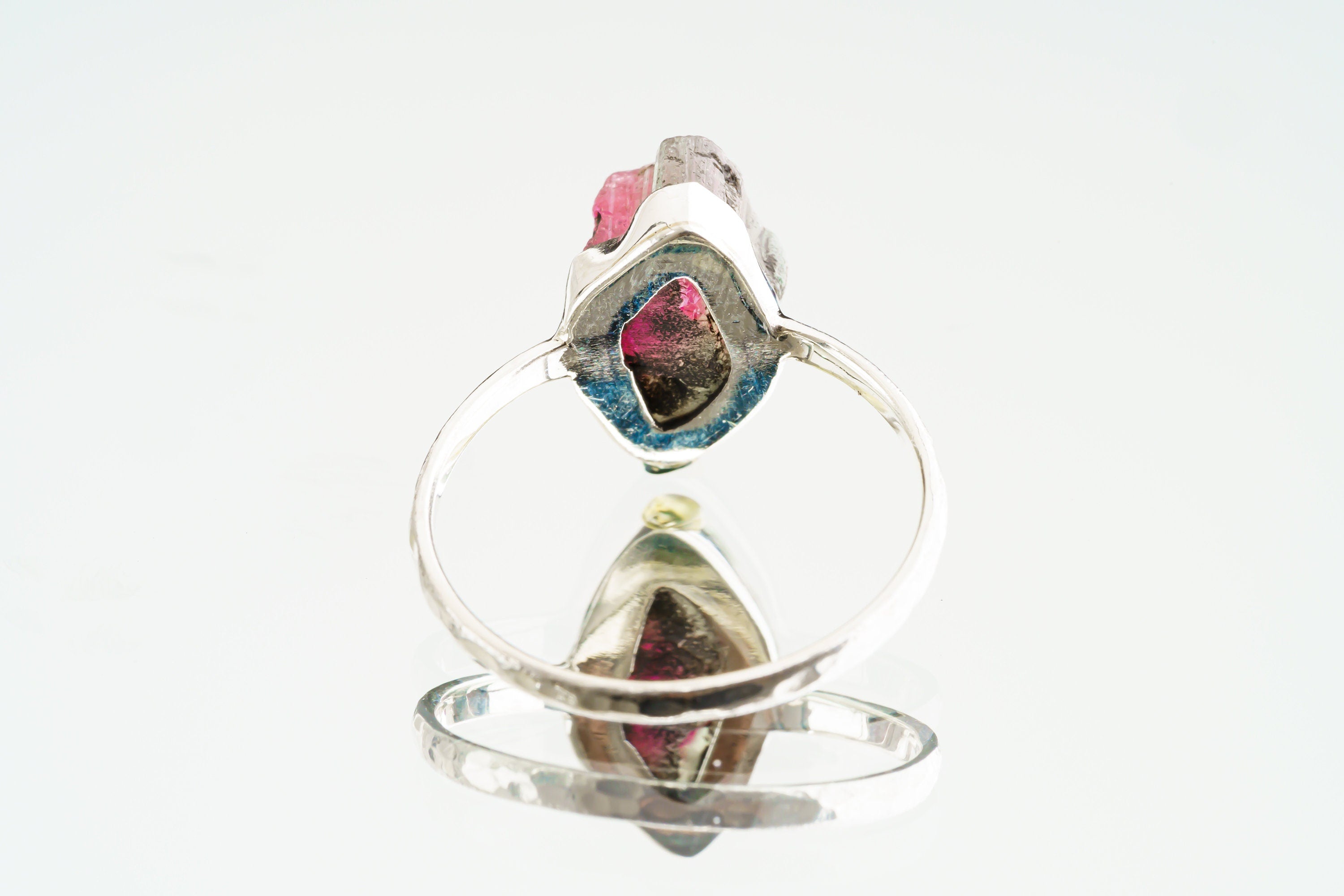 Watermelon Tourmaline Ring 925 Sterling Silver Handmade Heart Chakra Capricorn Pink Green Crystal Gift, Size 7