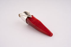 Red Ocean Bamboo Coral Pendant, Polished Sterling Silver Chili Pepper Charm, Stack Collection, Root Chakra, Aries Zodiac, Passion Jewelry