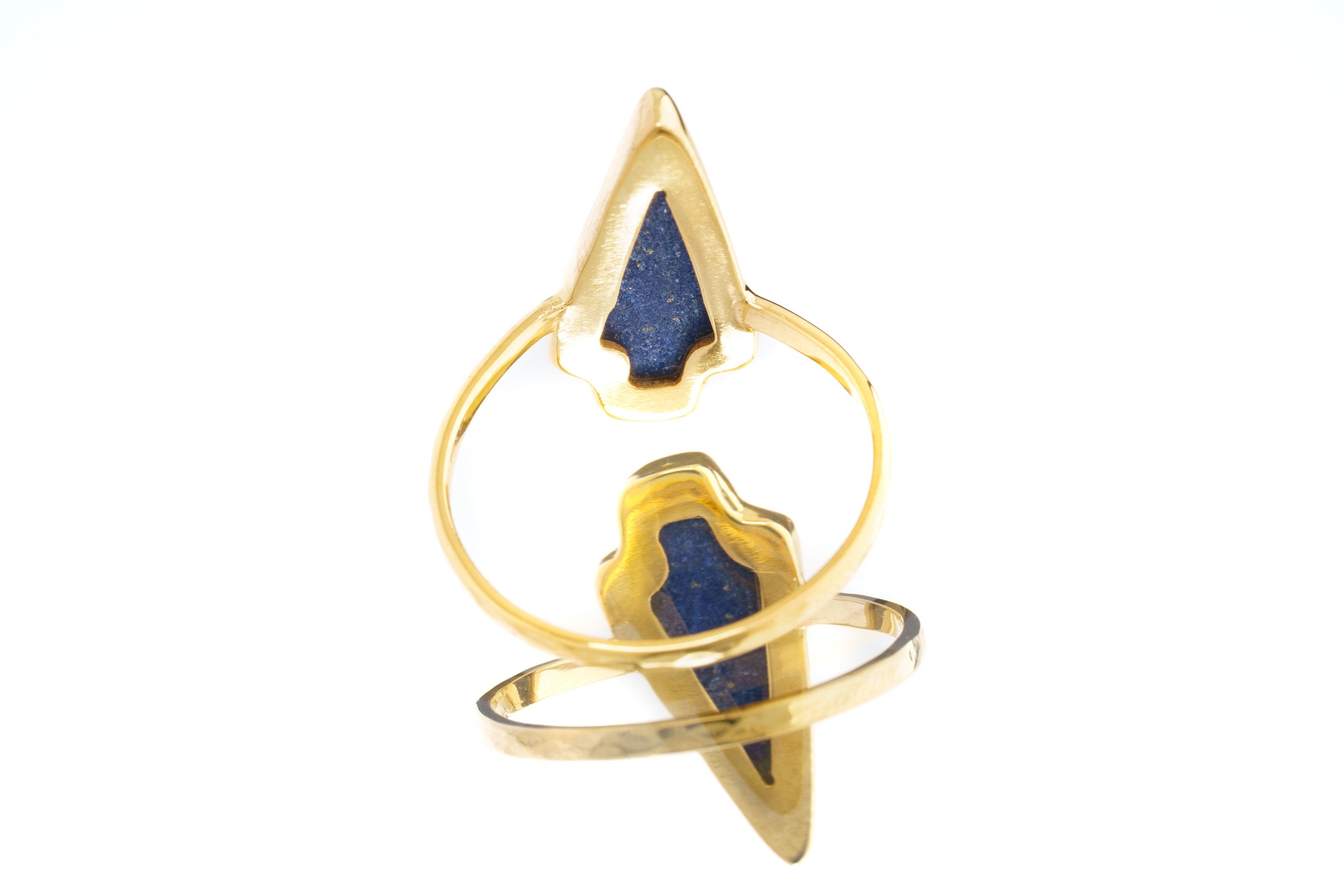 Lapis Lazuli Gold Plated Silver Ring shown on white background with gold plated sterling silver band and blue gemstone.