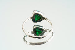 Emerald Ring 925 Sterling Silver Handmade May Birthstone Heart Chakra Aries Taurus Gemini Libra Jewelry Gift Size 5.5