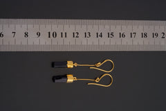 Natural Raw Black Tourmaline Stick Earrings with Gold Plated Sterling Silver Cap, Silver Snake Chain Dangle, Black & Gold