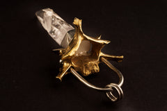 Light Laser Vera Cruz Amethyst Quartz Point Pendant, Sterling Silver with Kangaroo Vertebrate Brass Cast, Talisman Jewelry, Unique Gift