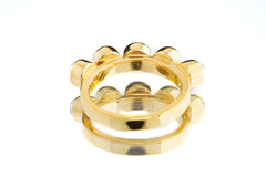 Multistone Aquamarine & Rose Quartz - Crystal Ring - Gold Plated 925 Sterling Silver - Thick Band