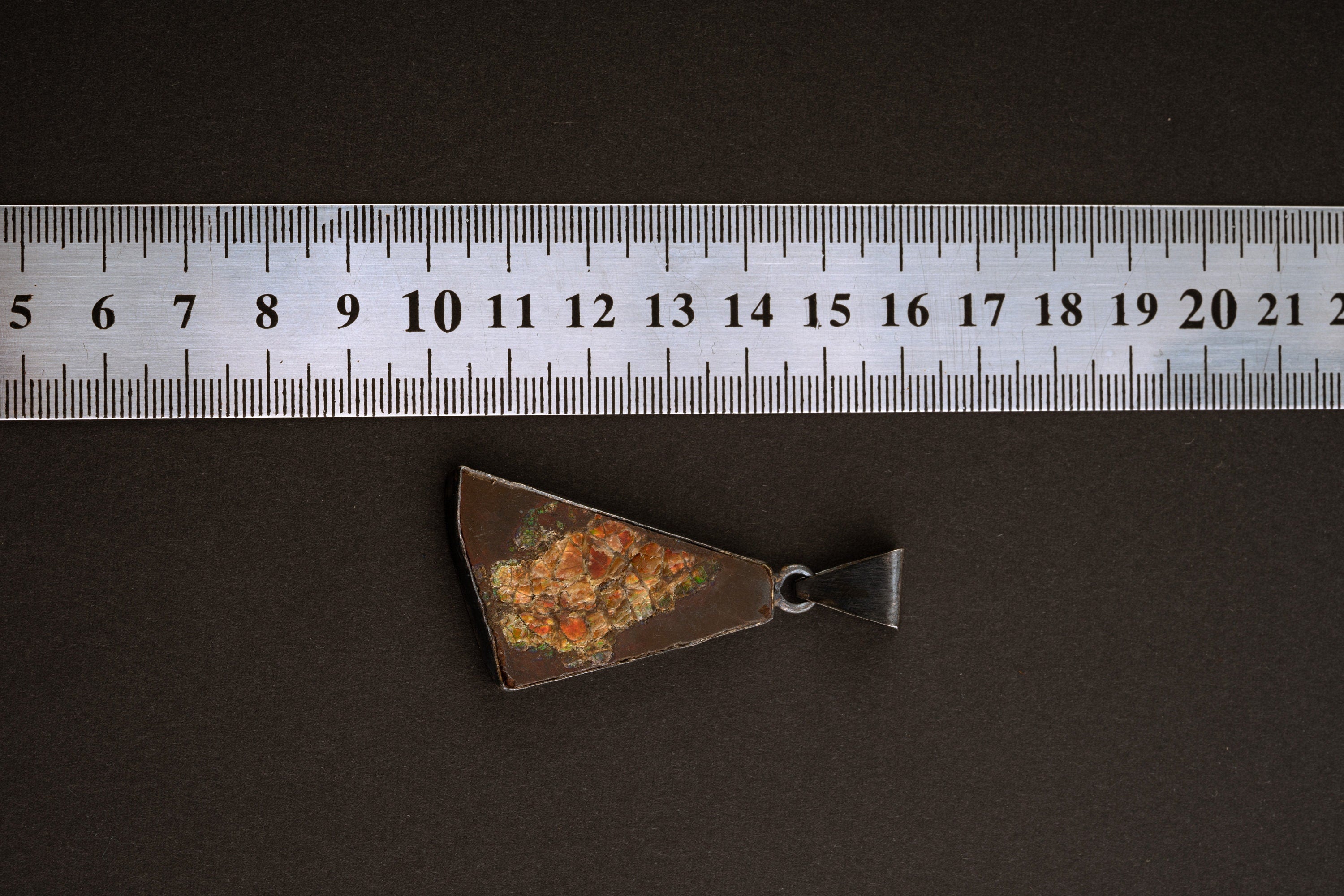 Opalized fossilised Ammonite - Natural Opal - Textured 925 Silver Setting - Crystal Pendant Neckpiece