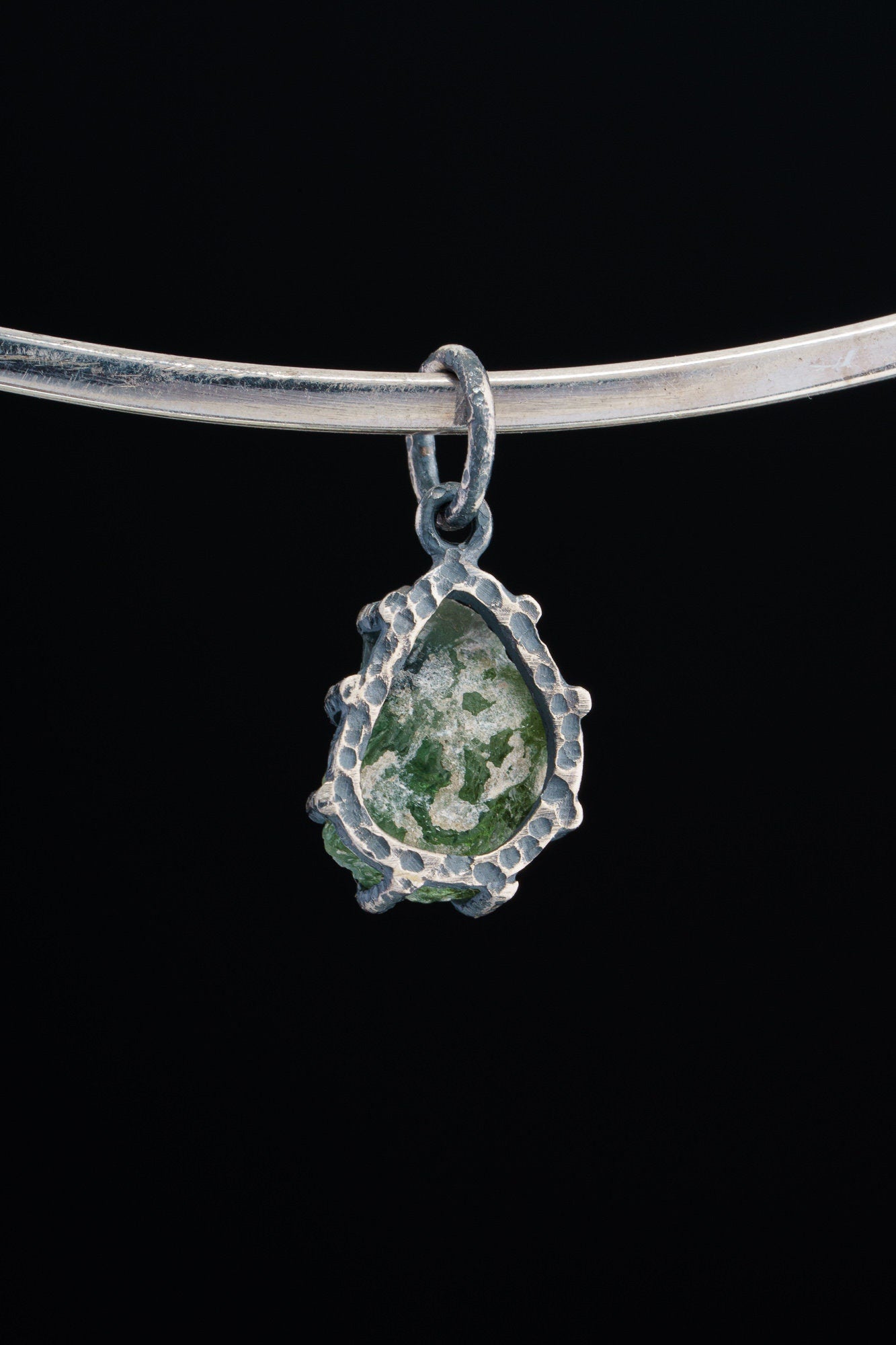 Green Tourmaline Claw Pendant 925 Sterling Silver Oxidized Necklace Heart Chakra Capricorn Abundance Gift