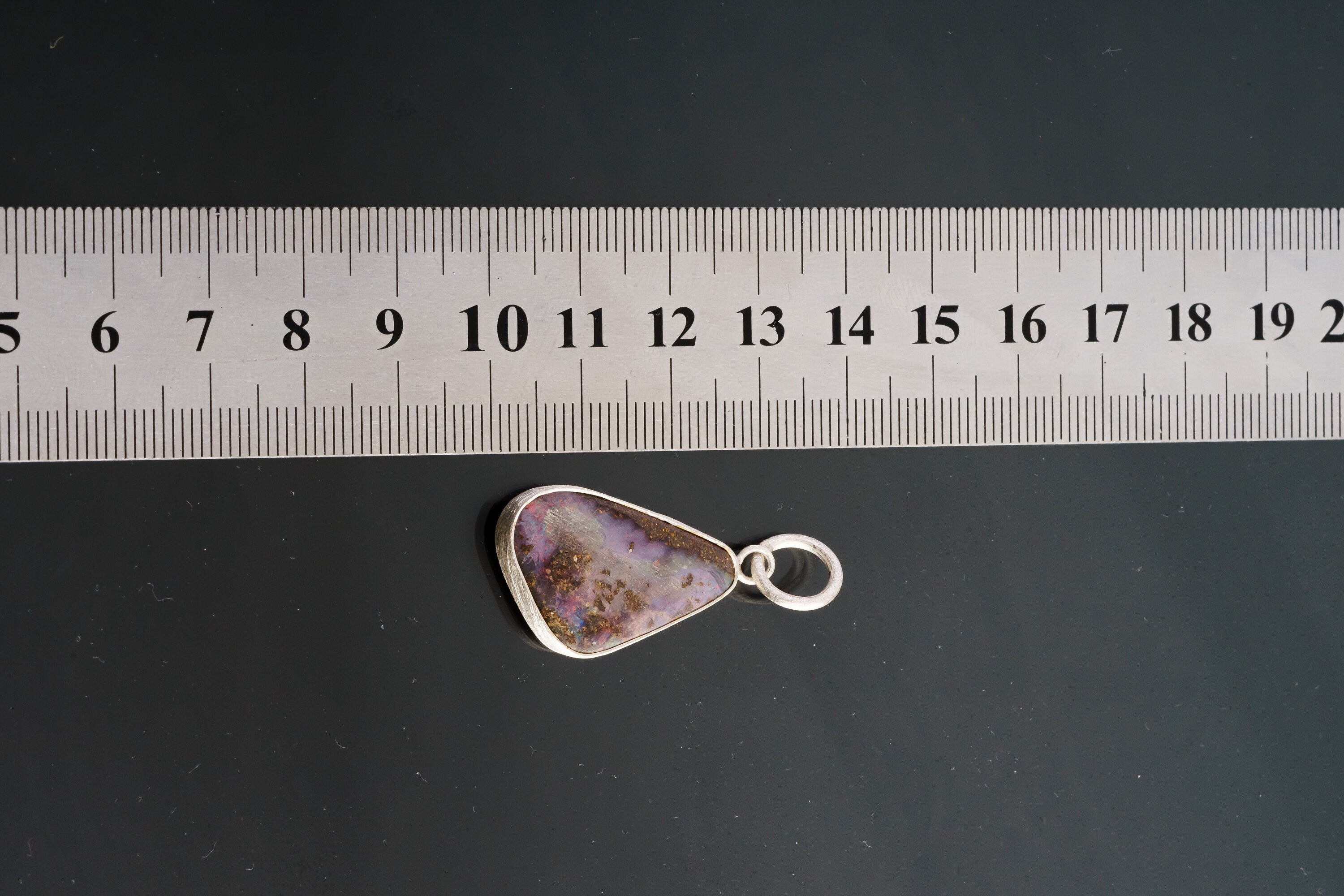 Australian Pink Nebular Precious Freeform Boulder Opal - Natural Solid Opal - Textured 925 Silver Setting - Crystal Pendant Neckpiece