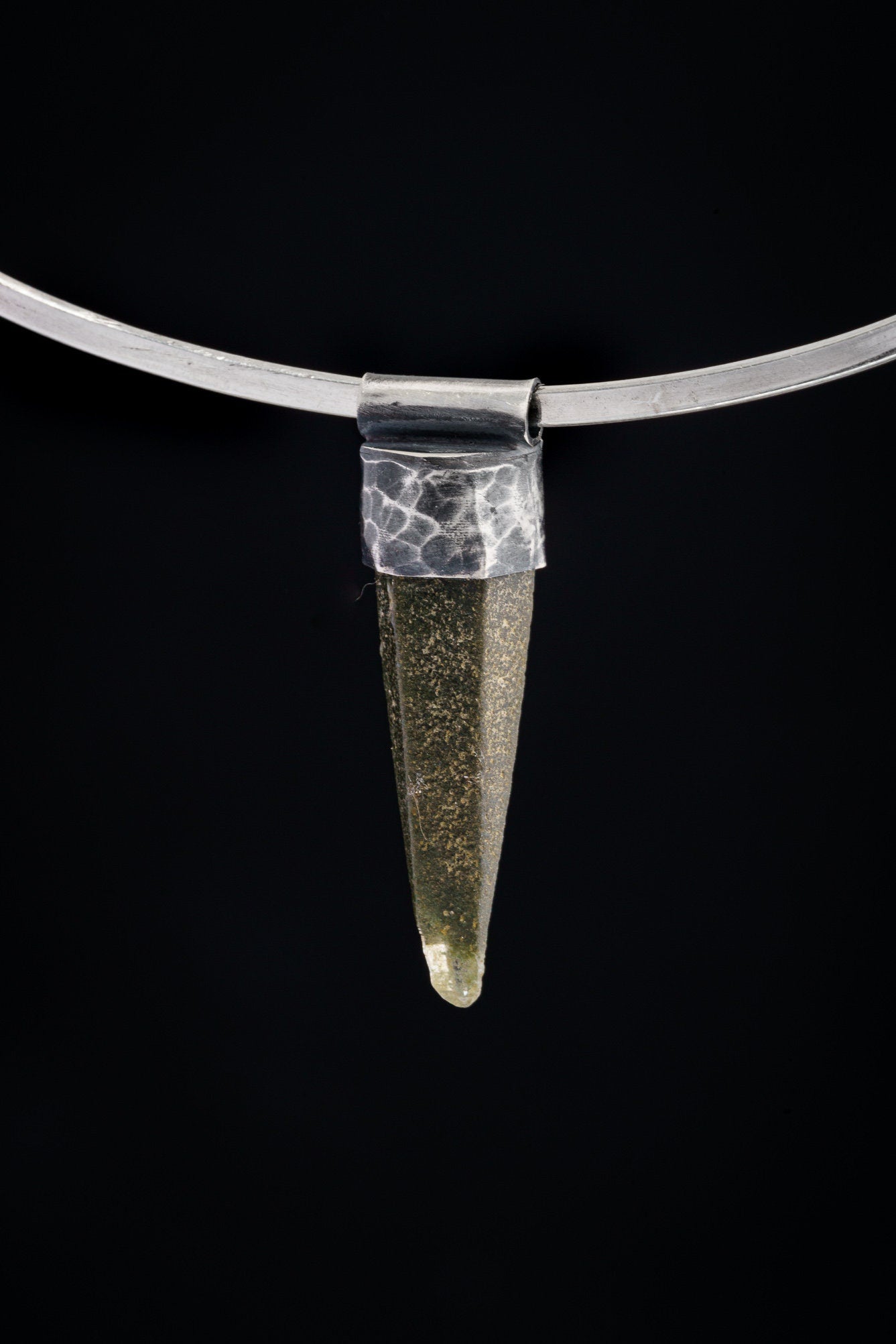 Nepalese Chloride Laser Quartz Point Pendant: Oxidized Sterling Silver