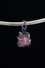 Watermelon Tourmaline Claw Pendant 925 Sterling Silver Oxidized Necklace Heart Chakra Capricorn Gift