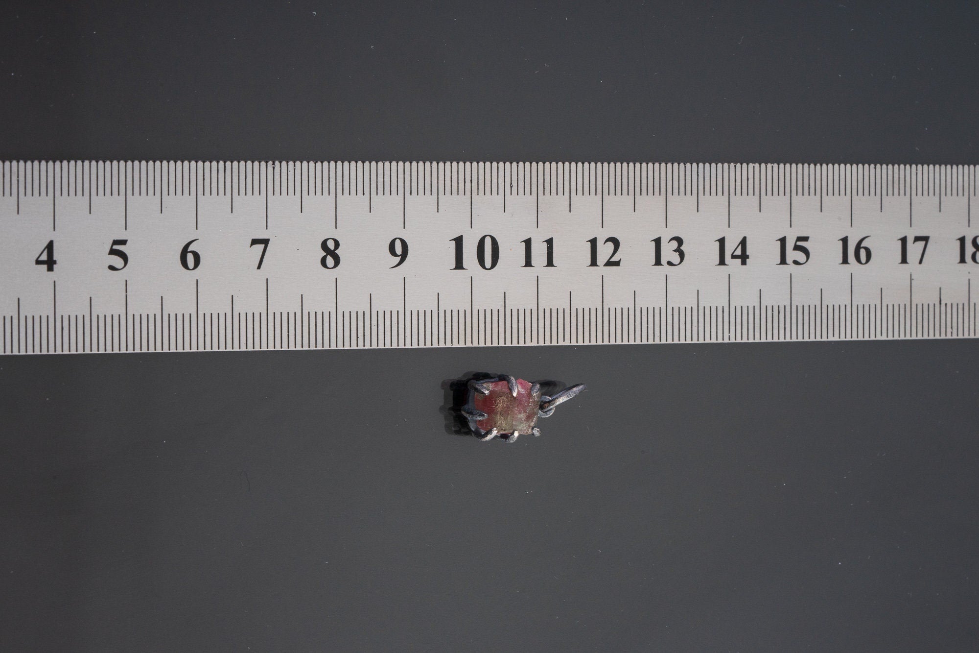 Tiny Mostly Pink Watermelon Tourmaline - Oxidised Sterling Silver - Strong Claw Wire Setting - Hammer Textured - Pendant Crystal Necklace