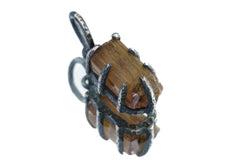 Olive Green Gem Tourmaline - Oxidised Sterling Silver - Strong Claw Wire Setting - Hammer Textured - Pendant Crystal Necklace