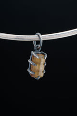 Olive Green Gem Tourmaline - Oxidised Sterling Silver - Strong Claw Wire Setting - Hammer Textured - Pendant Crystal Necklace