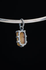 Olive Green Gem Tourmaline - Oxidised Sterling Silver - Strong Claw Wire Setting - Hammer Textured - Pendant Crystal Necklace