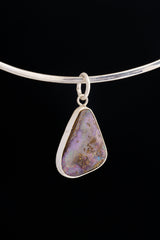 Australian Pink Nebular Precious Freeform Boulder Opal - Natural Solid Opal - Textured 925 Silver Setting - Crystal Pendant Neckpiece