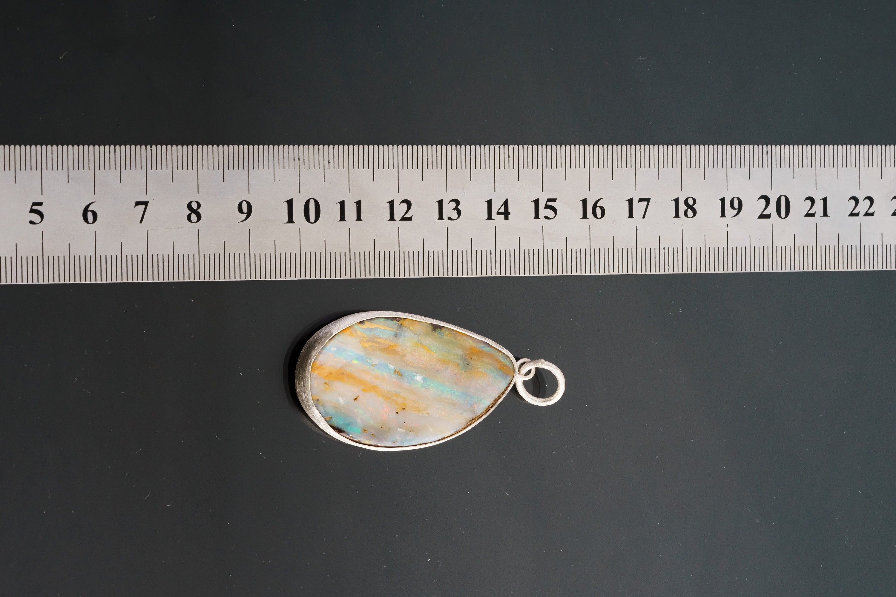Boulder Opal Pendant: Freeform Gemstone, Textured Sterling Silver