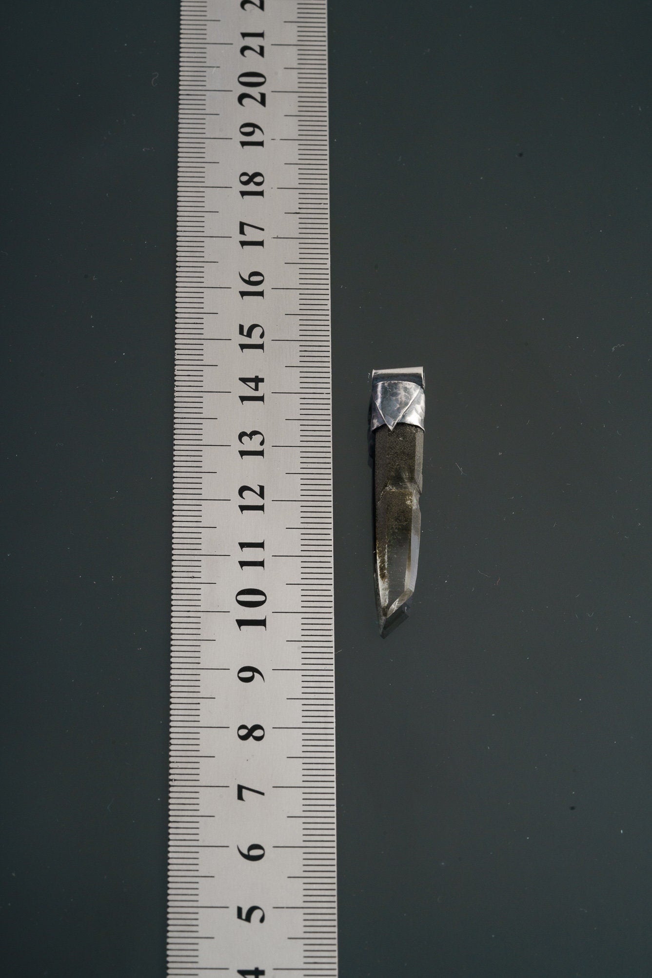 Collector Piece - NEPLAE Chloride inclusion Laser Quartz Point - Stack Pendant - Textured & Oxidised 925 Sterling Silver - Crystal NO.11