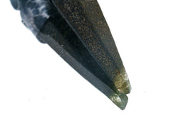 Close-up of Nepal Inclusion Quartz showing chlorite inclusions, rutile-like threads, phantom detail, and natural crystal texture.