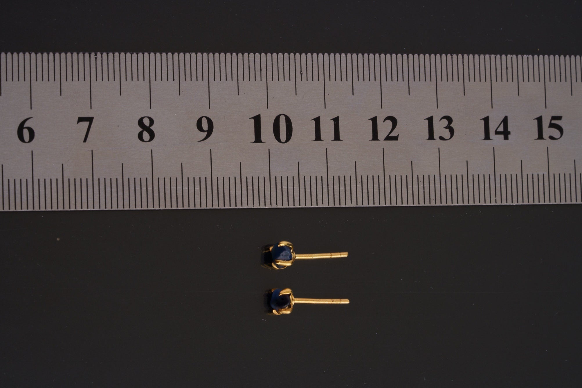 Natural Sapphire Stud Earrings: Gold Plated Sterling Silver Claw Setting