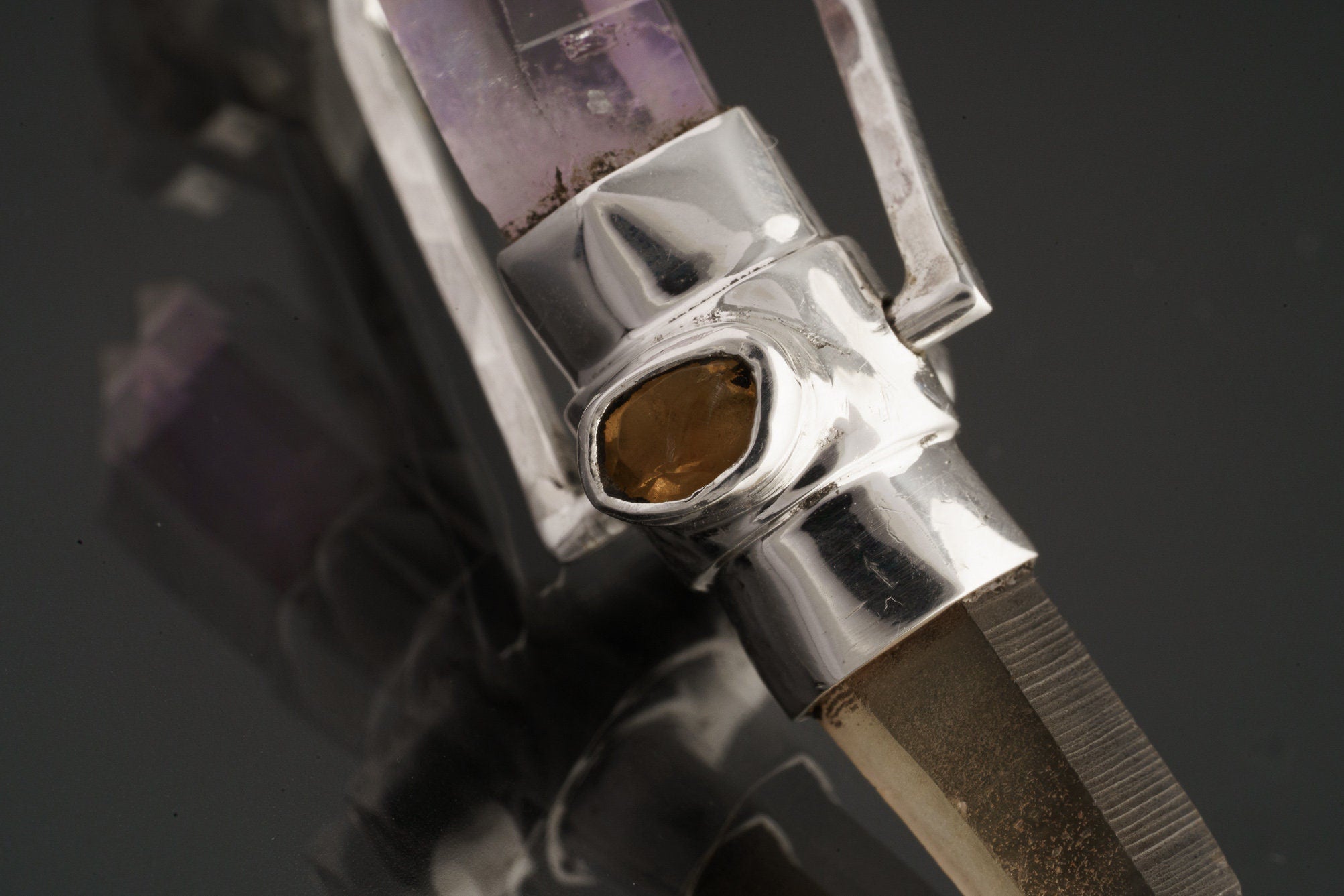 Sterling Silver Spinning Crystal Pendant: Citrine, Amethyst, Emerald, Opal