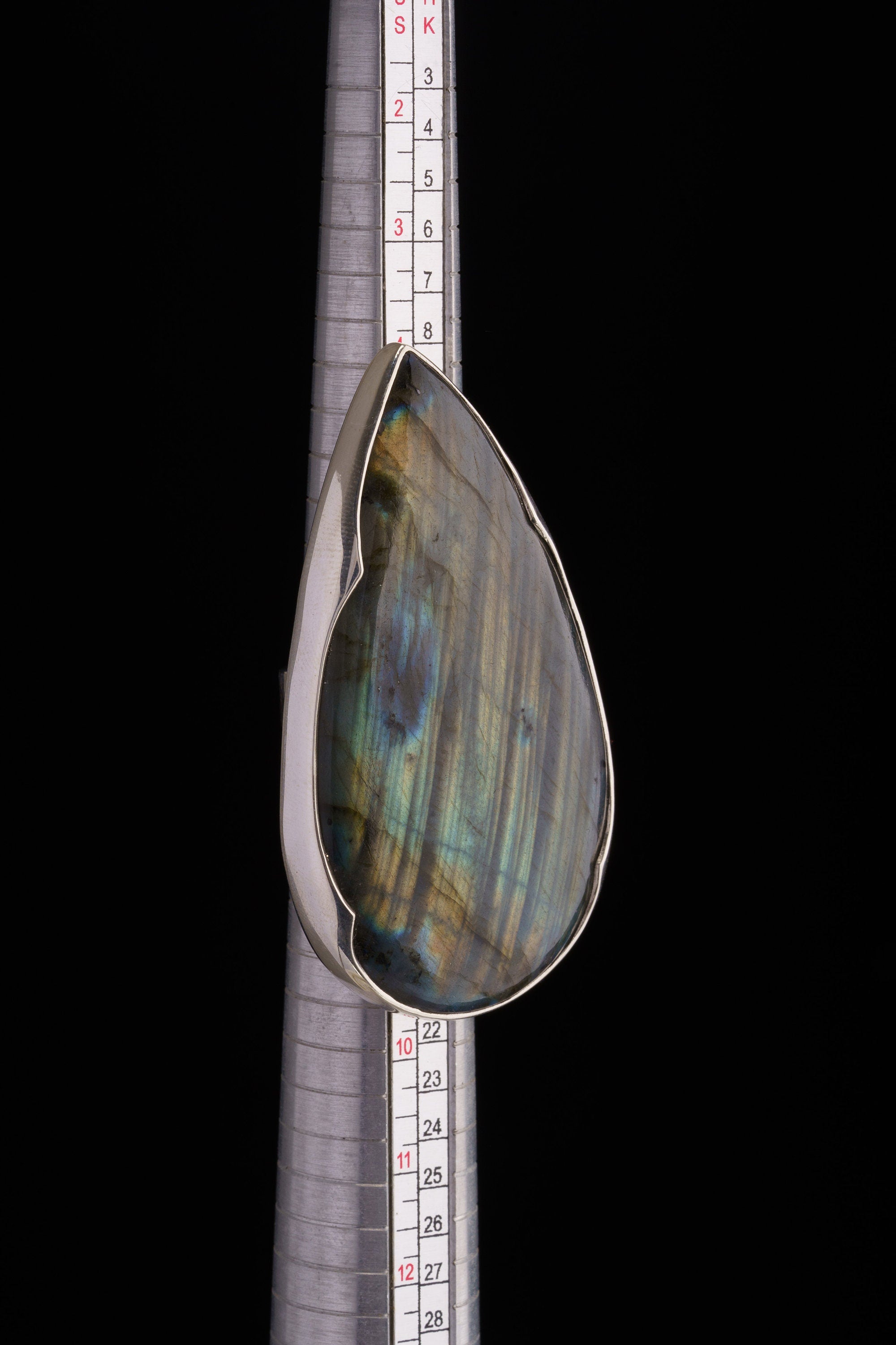 AAA Large Labradorite Ring 925 Silver Adjustable Textured Band Open Back Bezel Statement Crystal Jewelry Gift