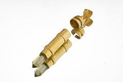 Cut Citrine Generator Quartz - Sizable Solid Capsule Locket - Stash Urn - Textured & Gold Plated Sterling Silver Pendant - No 04