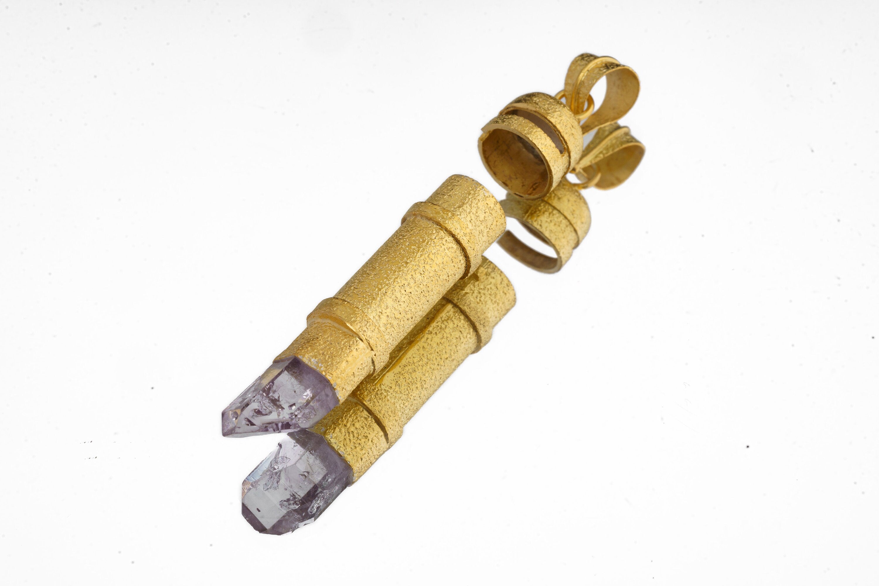 Vera Cruz Amethyst Quartz Locket: Gold Plated Sterling Silver Stash Urn Pendant