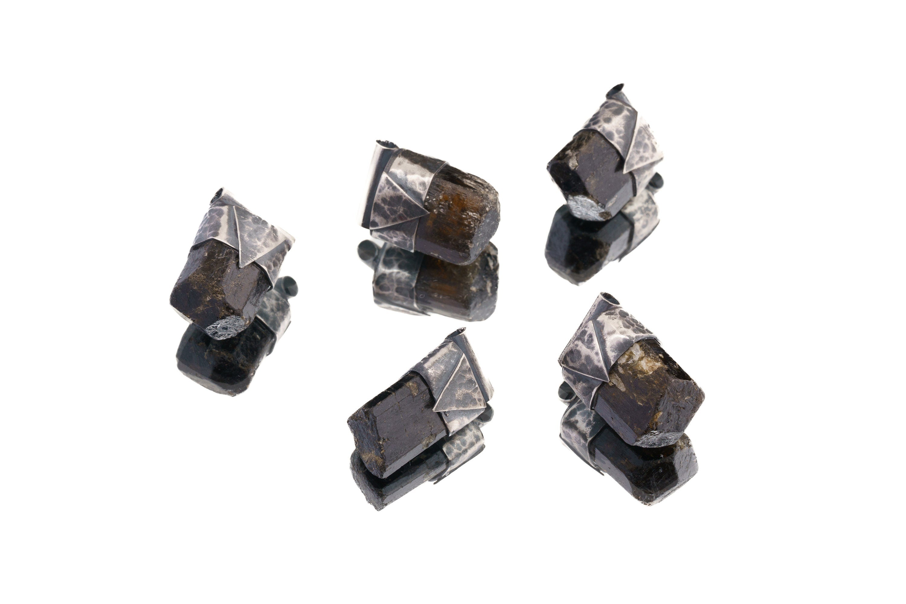 Himalayan Black Dravite Tourmaline Pendant: Textured Sterling Silver Crystal Necklace