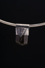 Himalayan Black Tourmaline Pendant: Textured Sterling Silver Crystal Necklace
